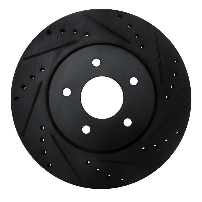 Infiniti QX50 Brake Rotor (1) - Rear Right - R1 Concepts - Drilled & Slotted - Black - `19-`24